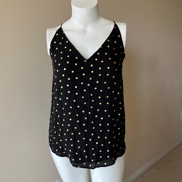 LOFT Tops - SOLD NWT Loft Outlet Black & Gold Polka Dot Blouse / Tank Top Shirt Large Petite